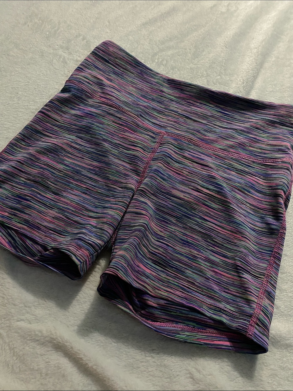 VOGO Athletica Multicolor Space-Dye Bike Shorts — Pink & Purple Blend
